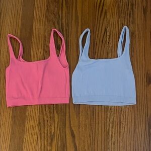 Zara Pink and Blue Ribbed Crop Tops